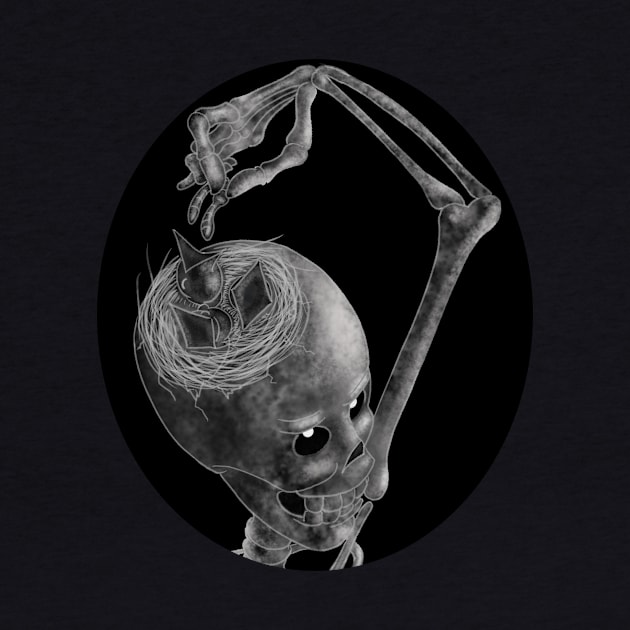 Skeleton feed chicks bw by Zimart